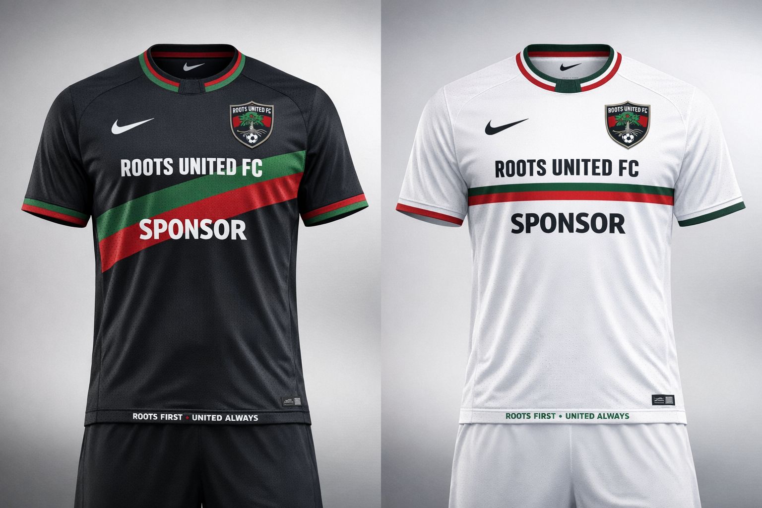 Roots United FC Training, Home and Away Kits
